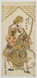 Herec Bando Sanpachi I jako Asahina Saburo, období Edo, 1769 (barevný dřevořez)
